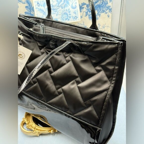 🆕 KURT GEIGER LONDON 🧿 NWT Recycled Drench Square Shopper Tote Bag, All Black - Picture 7 of 16